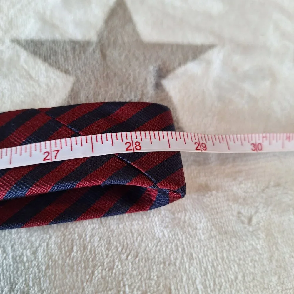 Brooks Basics Men's Tie 100% Silk‎ Burgundy/Blue Stripe Made In USA Necktie